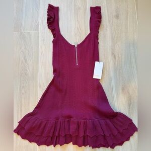 Tobi Burgundy Ruffle Mini Dress
